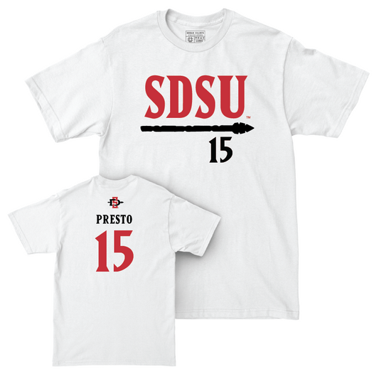 SDSU Men's Soccer White Staple Comfort Colors Tee - Dylan Presto | #15 Youth Small