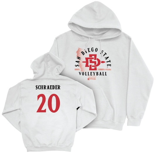 SDSU Volleyball White State Hoodie - Elly Schraeder | #20 Youth Small