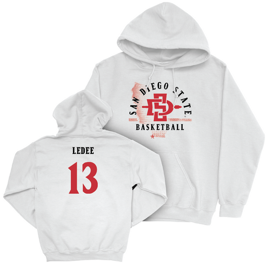 SDSU Men's Basketball White State Hoodie - Jaedon LeDee | #13 Youth Small