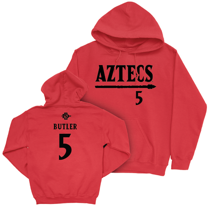 SDSU Men's Basketball Red Staple Hoodie - Lamont Butler | #5 Youth Small