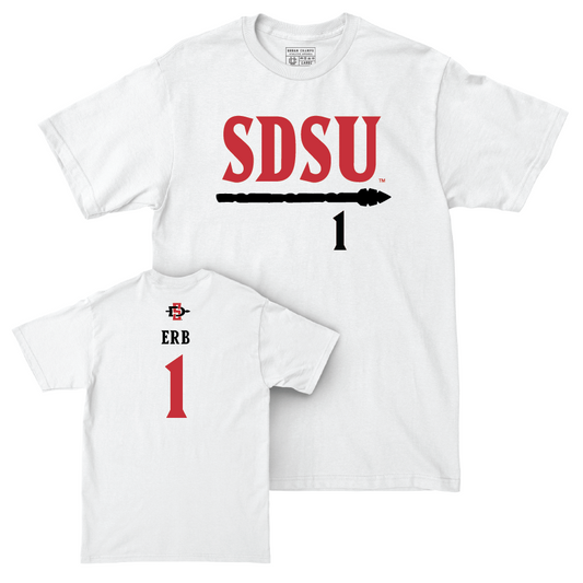 SDSU Men's Soccer White Staple Comfort Colors Tee - Logan Erb | #1 Youth Small