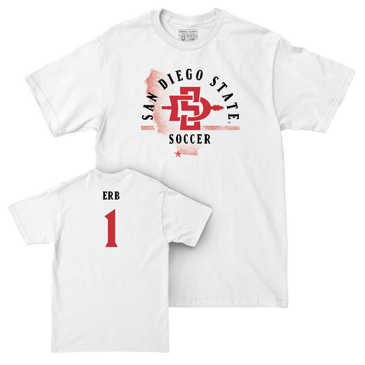 SDSU Men's Soccer White State Comfort Colors Tee - Logan Erb | #1 Youth Small
