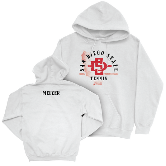 SDSU Men's Tennis White State Hoodie - Lenny Melzer | #- Youth Small