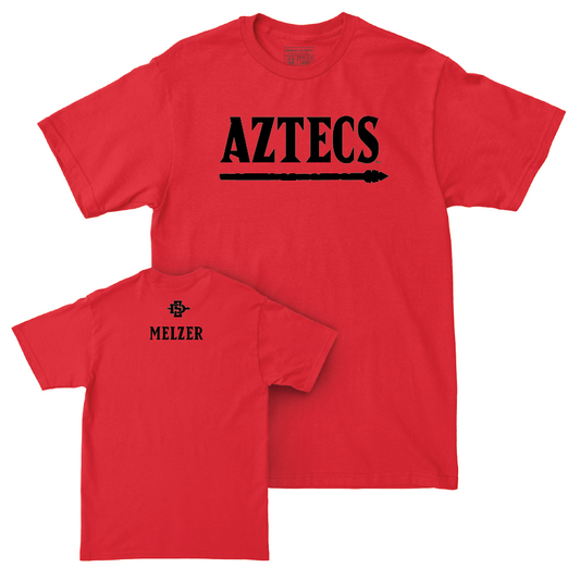 SDSU Men's Tennis Red Staple Tee - Lenny Melzer | #- Youth Small