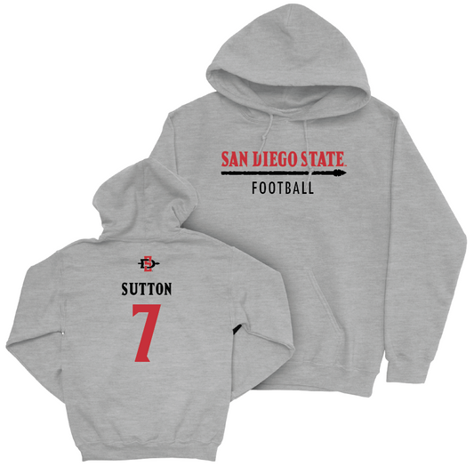 SDSU Football Sport Grey Classic Hoodie - Lucky Sutton | #7 Youth Small