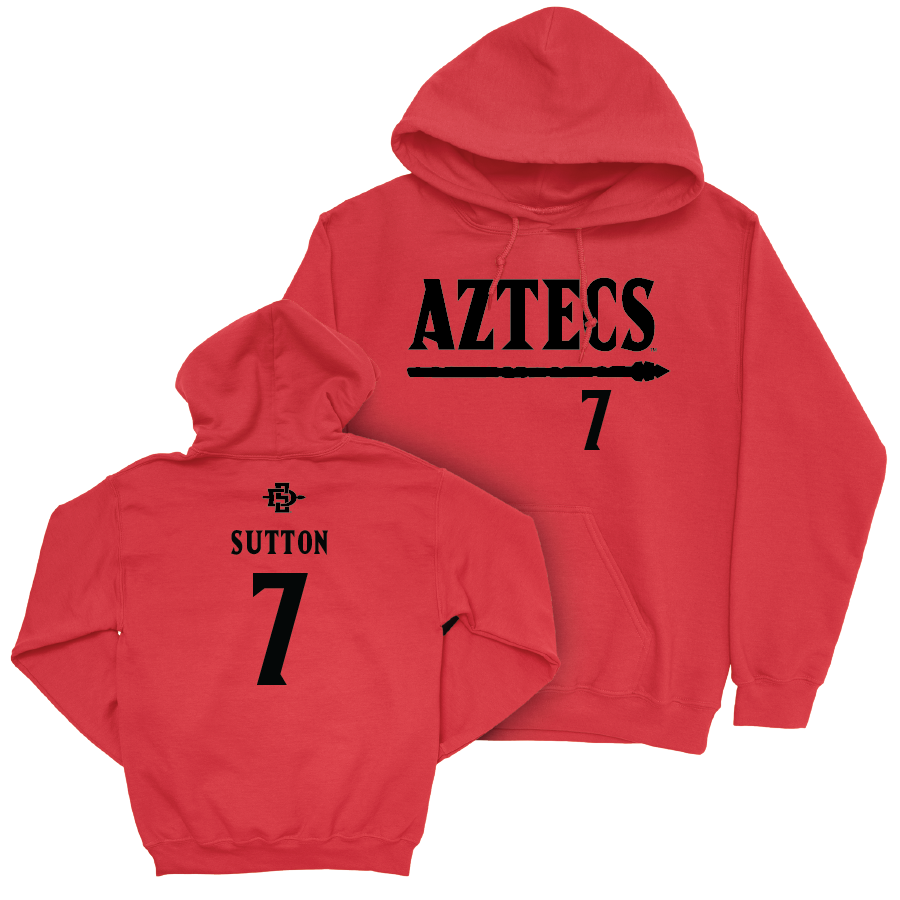 SDSU Football Red Staple Hoodie - Lucky Sutton | #7 Youth Small