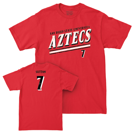 SDSU Football Red Slant Tee - Lucky Sutton | #7 Youth Small