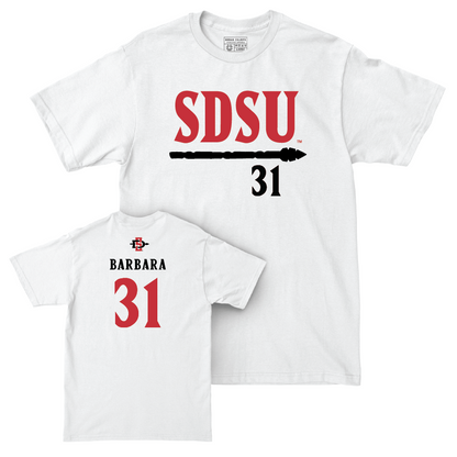 SDSU Softball White Staple Comfort Colors Tee - Mac Barbara | #31 Youth Small