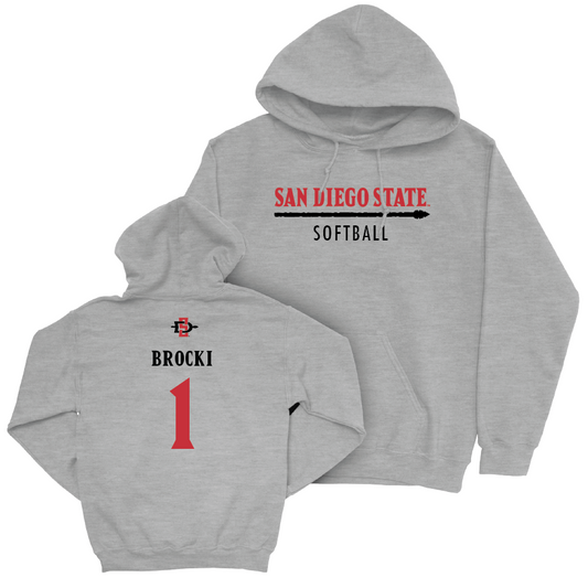 SDSU Softball Sport Grey Classic Hoodie - Makena Brocki | #1 Youth Small