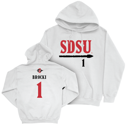 SDSU Softball White Staple Hoodie - Makena Brocki | #1 Youth Small