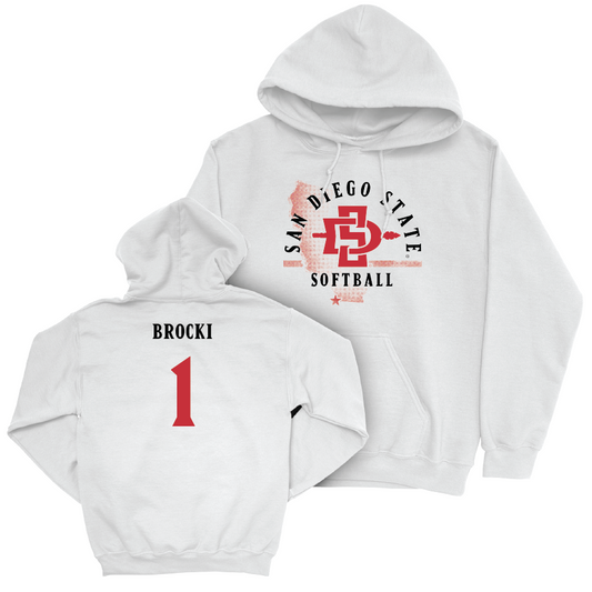 SDSU Softball White State Hoodie - Makena Brocki | #1 Youth Small