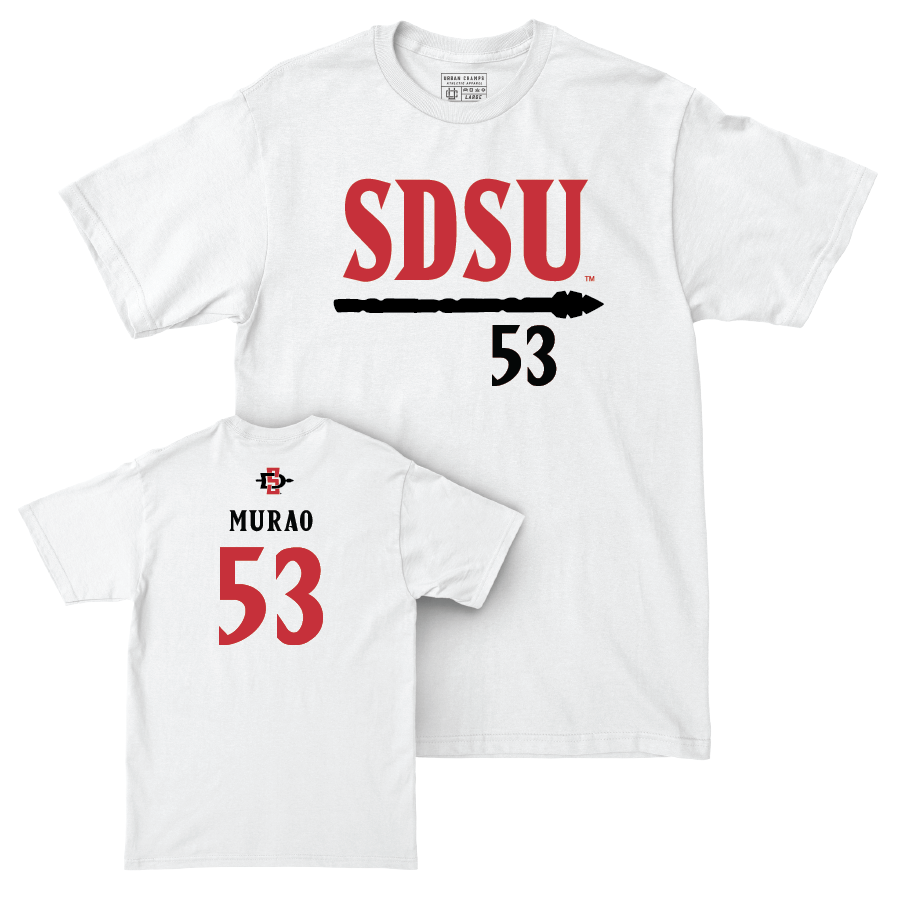 SDSU Football White Staple Comfort Colors Tee - Myles Murao | #53 Youth Small