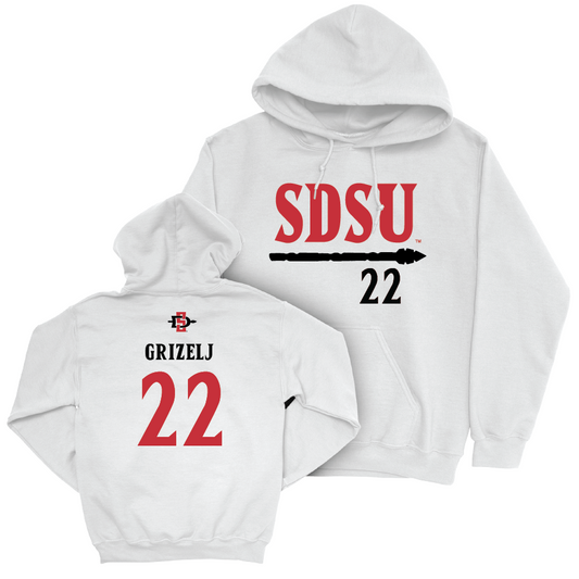 SDSU Women's Basketball White Staple Hoodie - Natalija Grizelj | #22 Youth Small