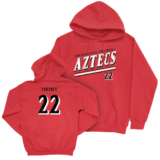 SDSU Men's Soccer Red Slant Hoodie - Rommee Jaridly | #22 Youth Small