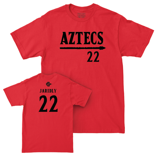 SDSU Men's Soccer Red Staple Tee - Rommee Jaridly | #22 Youth Small