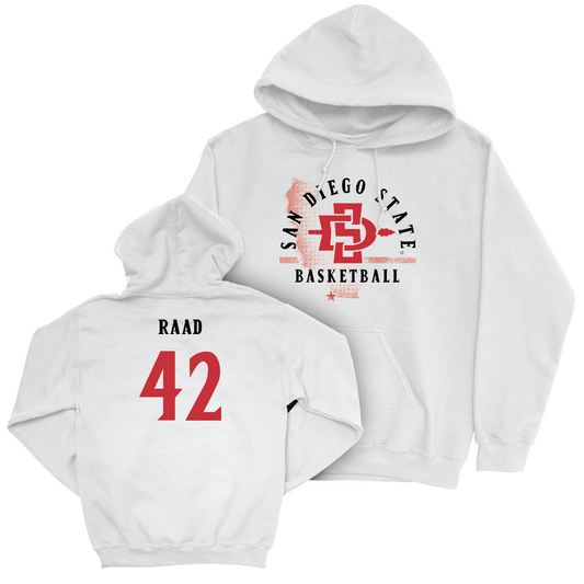SDSU Men's Basketball White State Hoodie - Ryan Raad | #42 Youth Small