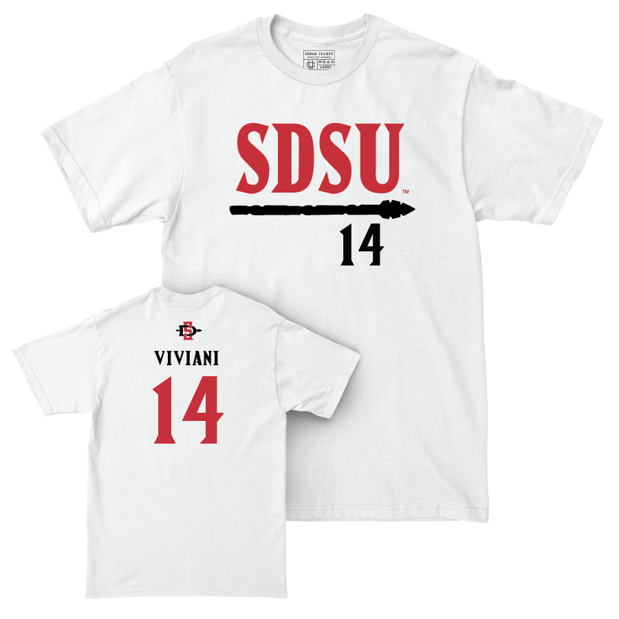 SDSU Men's Soccer White Staple Comfort Colors Tee - Tristan Viviani | #14 Youth Small