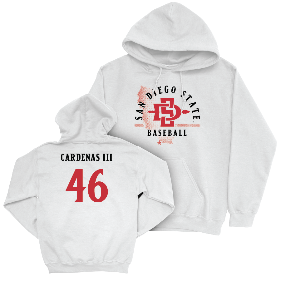 SDSU Baseball White State Hoodie - Xavier Cardenas III | #46 Youth Small