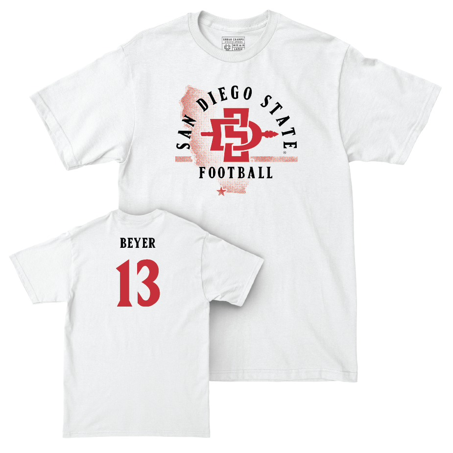 SDSU Football White State Comfort Colors Tee  - Tayten Beyer