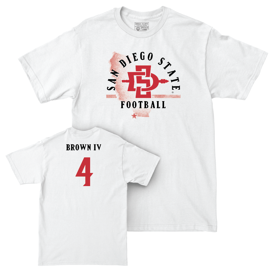 SDSU Football White State Comfort Colors Tee  - Louis Brown