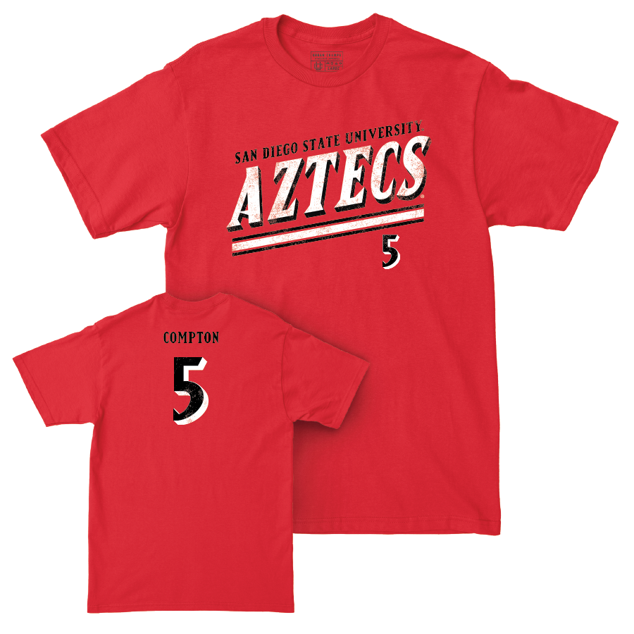 SDSU Men's Basketball Red Slant Tee  - Pharaoh Compton