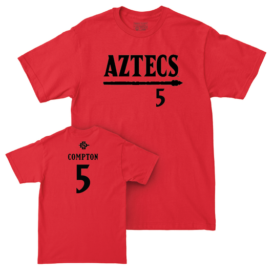 SDSU Men's Basketball Red Staple Tee  - Pharaoh Compton