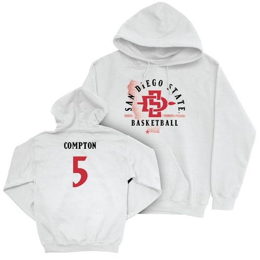 SDSU Men's Basketball White State Hoodie  - Pharaoh Compton