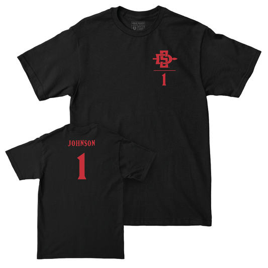 SDSU Football Black Logo Tee - Chris Johnson #1