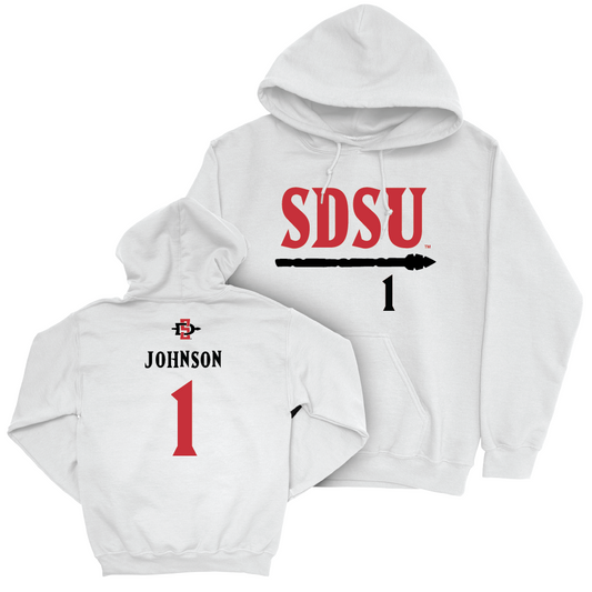 SDSU Football White Staple Hoodie - Chris Johnson #1