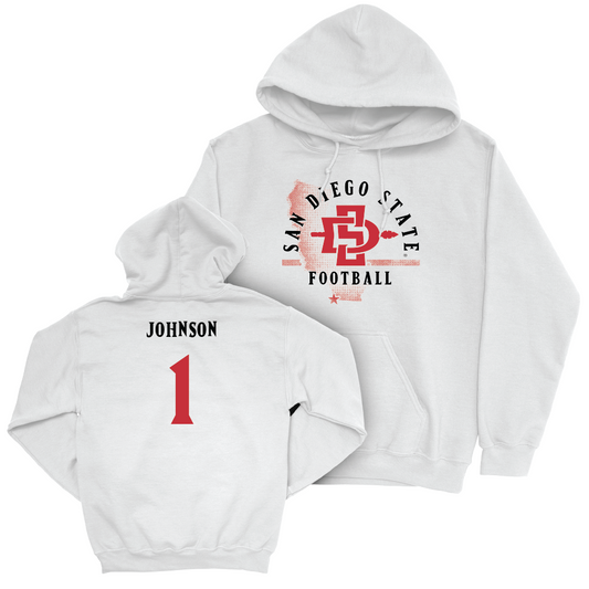 SDSU Football White State Hoodie - Chris Johnson #1