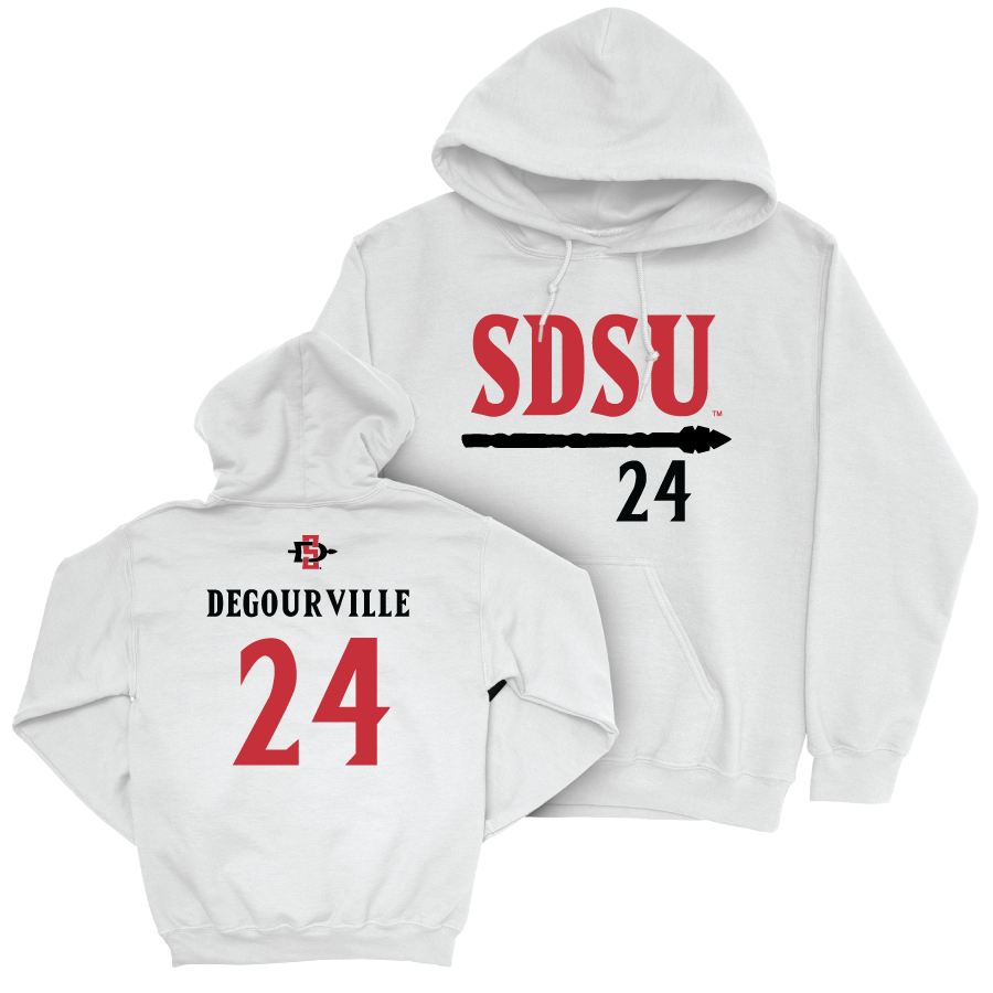 SDSU Men's Basketball White Staple Hoodie  - Taj Degourville