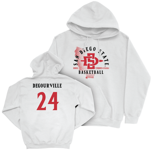 SDSU Men's Basketball White State Hoodie  - Taj Degourville