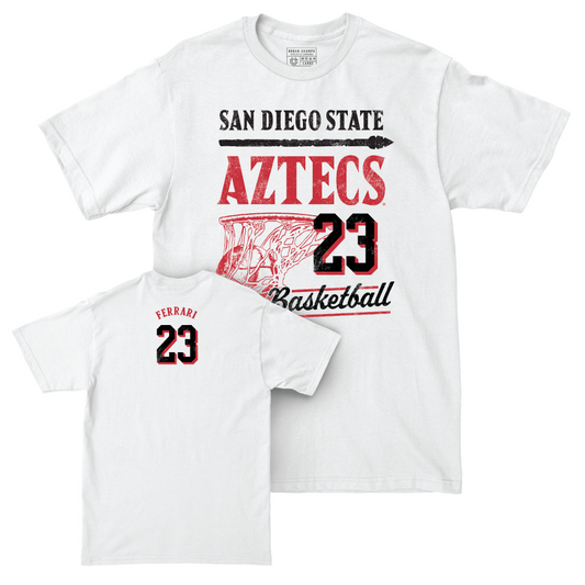 SDSU Men's Basketball White Hardwood Comfort Colors Tee  - Kimo Ferrari