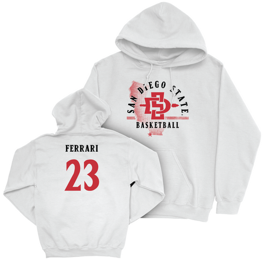 SDSU Men's Basketball White State Hoodie  - Kimo Ferrari