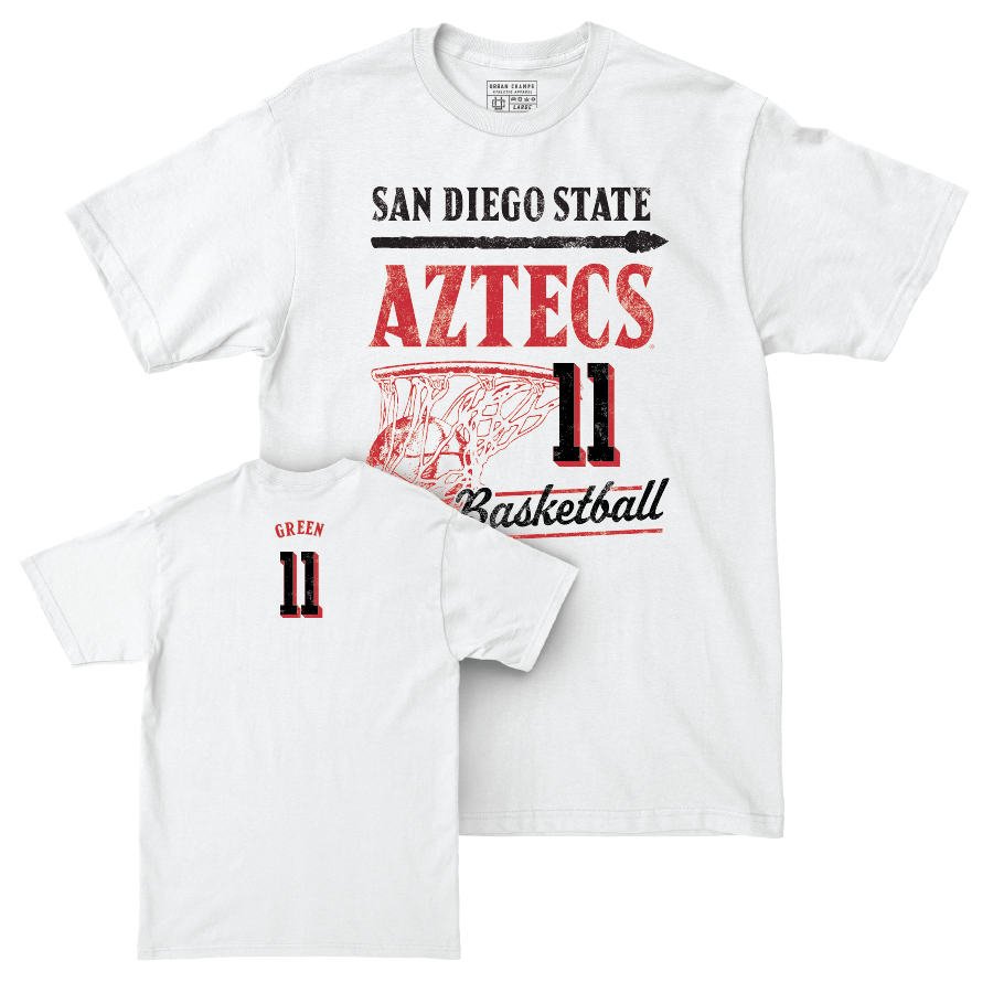 SDSU Women's Basketball White Hardwood Comfort Colors Tee  - Jazlen Green