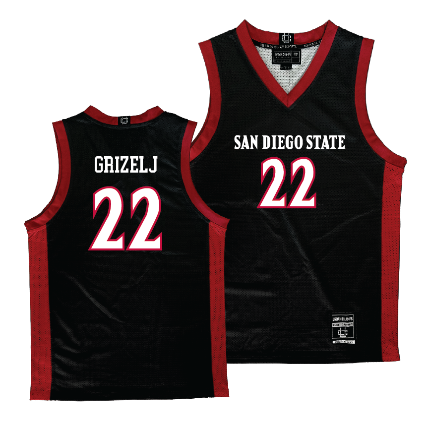 SDSU Women's Black Basketball Jersey - Natalija Grizelj | #22