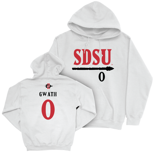 SDSU Men's Basketball White Staple Hoodie  - Ngowth "Magoon" Gwath