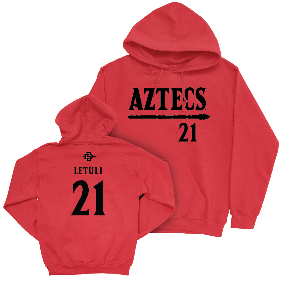 SDSU Football Red Staple Hoodie  - Tanoai Letuli