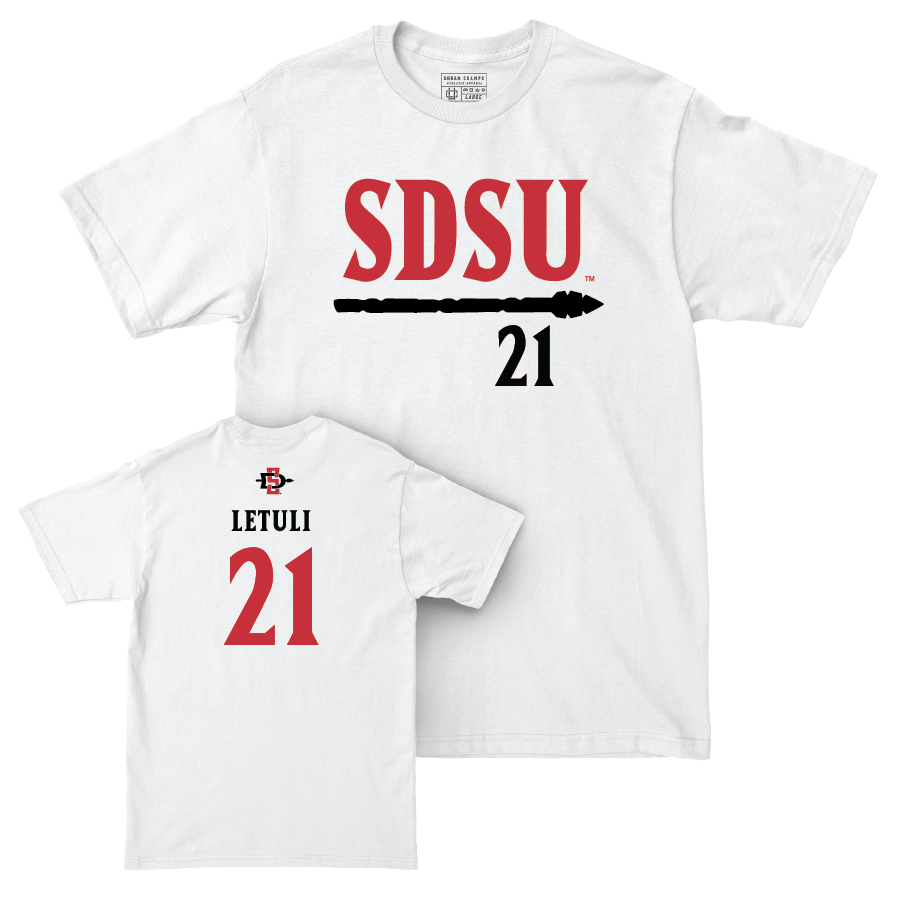 SDSU Football White Staple Comfort Colors Tee  - Tanoai Letuli