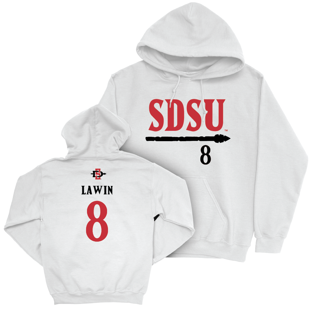 SDSU Men's Basketball White Staple Hoodie - Cam Lawin #8