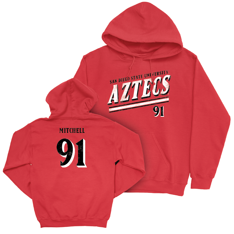 SDSU Football Red Slant Hoodie   - Keion Mitchell