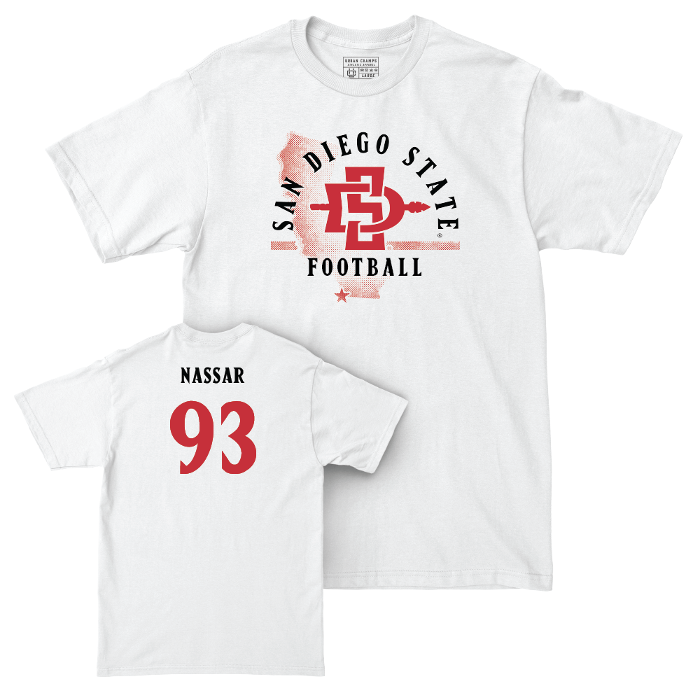 SDSU Football White State Comfort Colors Tee  - Brady Nassar