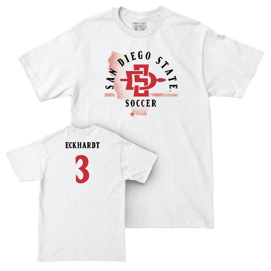 SDSU Women's Soccer White State Comfort Colors Tee - Alyza Eckhardt | #3 Youth Small