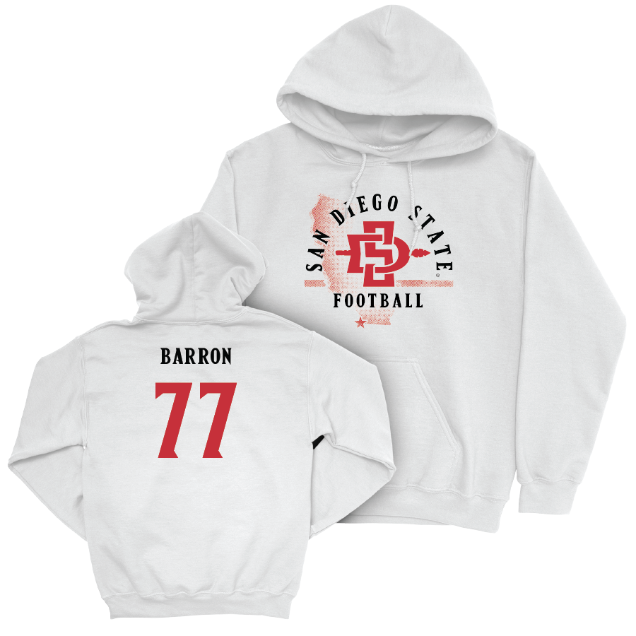 SDSU Football White State Hoodie - Briley Barron | #77 Youth Small