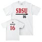 SDSU Men's Soccer White Staple Comfort Colors Tee - Berin Droemer | #16 Youth Small