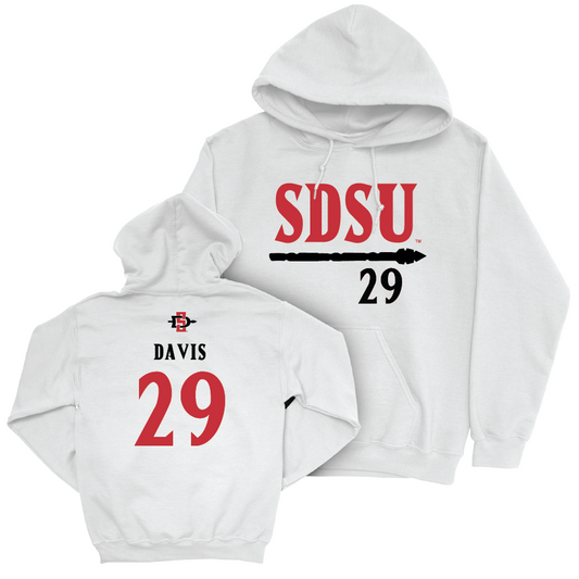 SDSU Football White Staple Hoodie - Cam Davis | #29 Youth Small