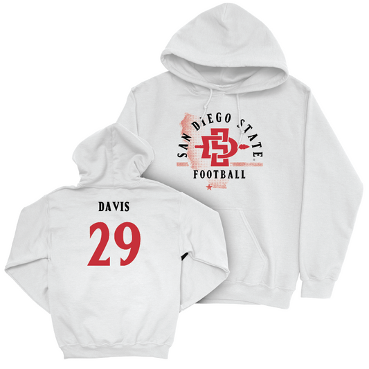 SDSU Football White State Hoodie - Cam Davis | #29 Youth Small