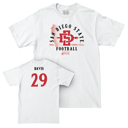 SDSU Football White State Comfort Colors Tee - Cam Davis | #29 Youth Small