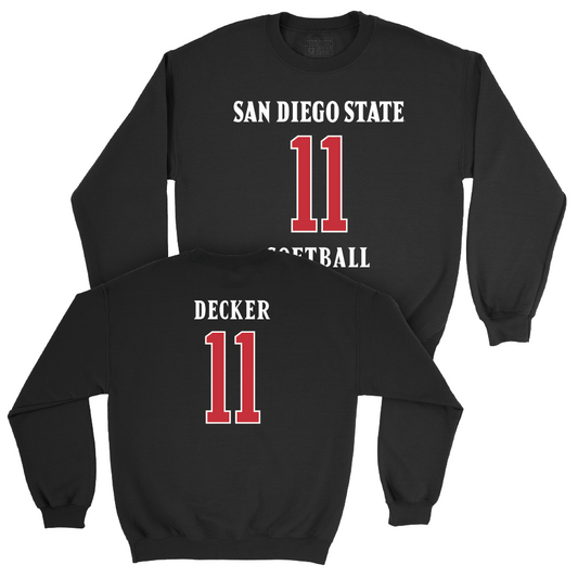 SDSU Softball Black Sideline Crew - Cali Decker | #11 Youth Small