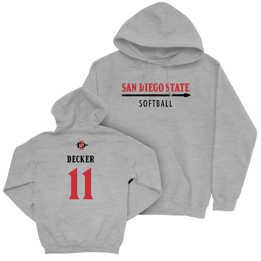SDSU Softball Sport Grey Classic Hoodie - Cali Decker | #11 Youth Small